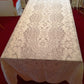 VTG Nottingham Lace Woven Tablecloth Ivory Cotton Black Tie Collection Royal Palace Perma Press Soil Release Extra Long Rectangle 70x144-NIB