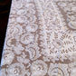 Vintage Nottingham Lace Rectangle Floral White Cotton Tablecloth The Black Tie Collection Wrinkle Free Soil Release-USA-52 x 70 –NOS-NIB
