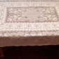Vintage Nottingham Lace Rectangle Floral White Cotton Tablecloth The Black Tie Collection Wrinkle Free Soil Release-USA-52 x 70 –NOS-NIB