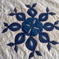 Vintage Hand Stitched Appliqué Cotton Quilt Two Tone Blue Floral Pattern Grandmother’s Dream Style Light Blanket 60 W x 86 L