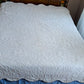 Vintage Hand Stitched Appliqué Cotton Quilt Two Tone Blue Floral Pattern Grandmother’s Dream Style Light Blanket 60 W x 86 L