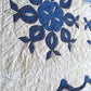 Vintage Hand Stitched Appliqué Cotton Quilt Two Tone Blue Floral Pattern Grandmother’s Dream Style Light Blanket 60 W x 86 L