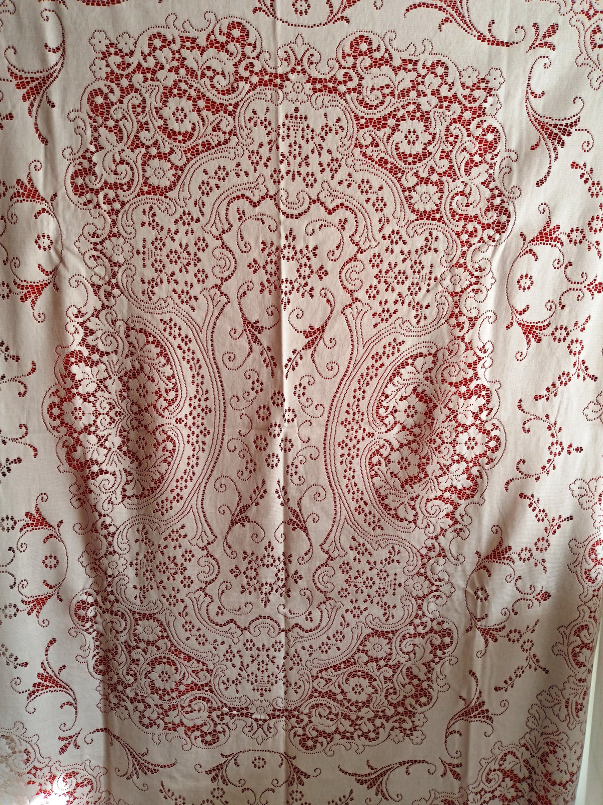Vintage Nottingham Lace Royal Palace Oval White Cotton Floral Tablecloth The Black Tie Collection Perma Press Soil Release 70 x 90–NOS-NIB