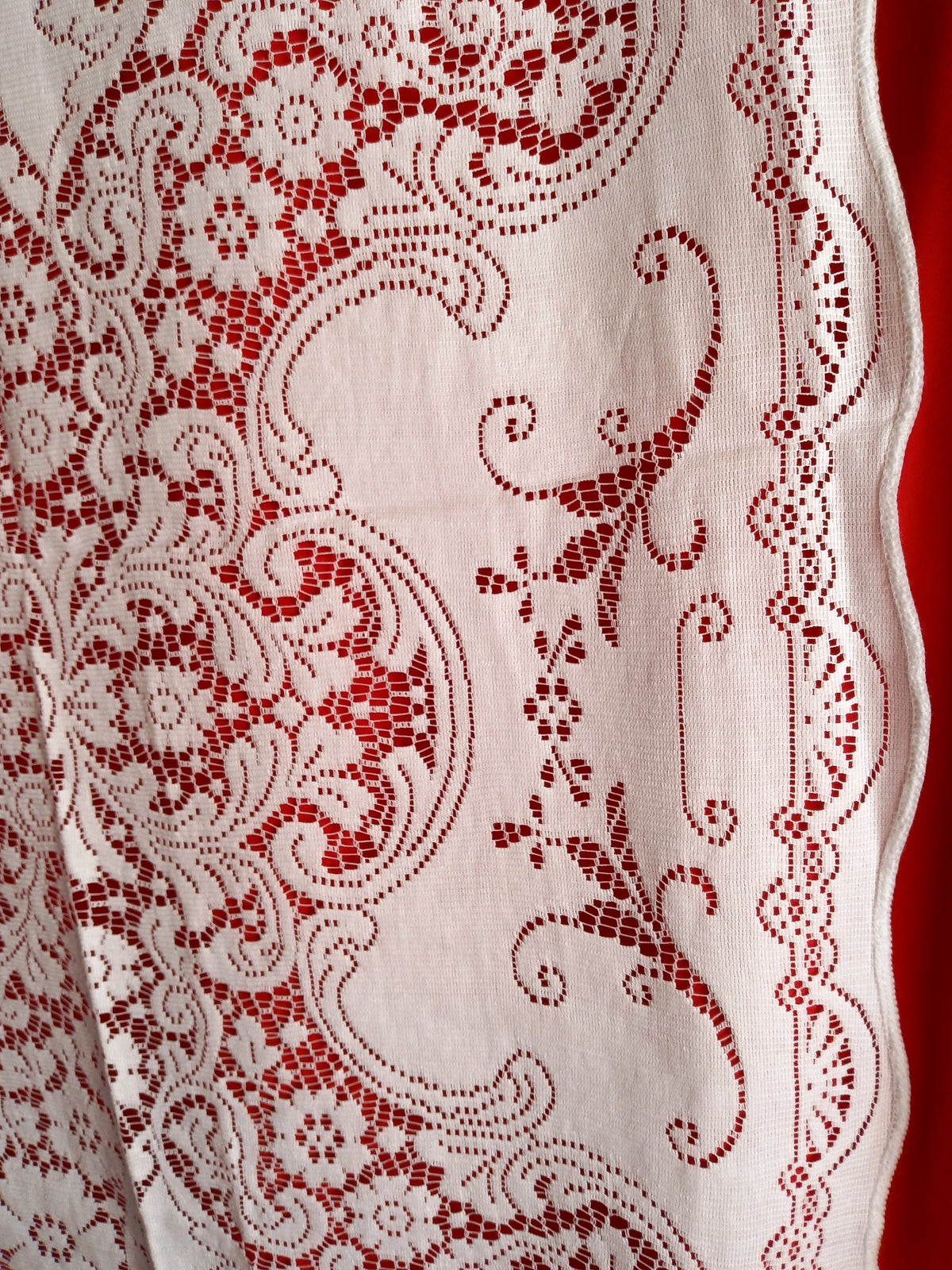 Vintage Nottingham Lace Royal Palace Oval White Cotton Floral Tablecloth The Black Tie Collection Perma Press Soil Release 70 x 90–NOS-NIB