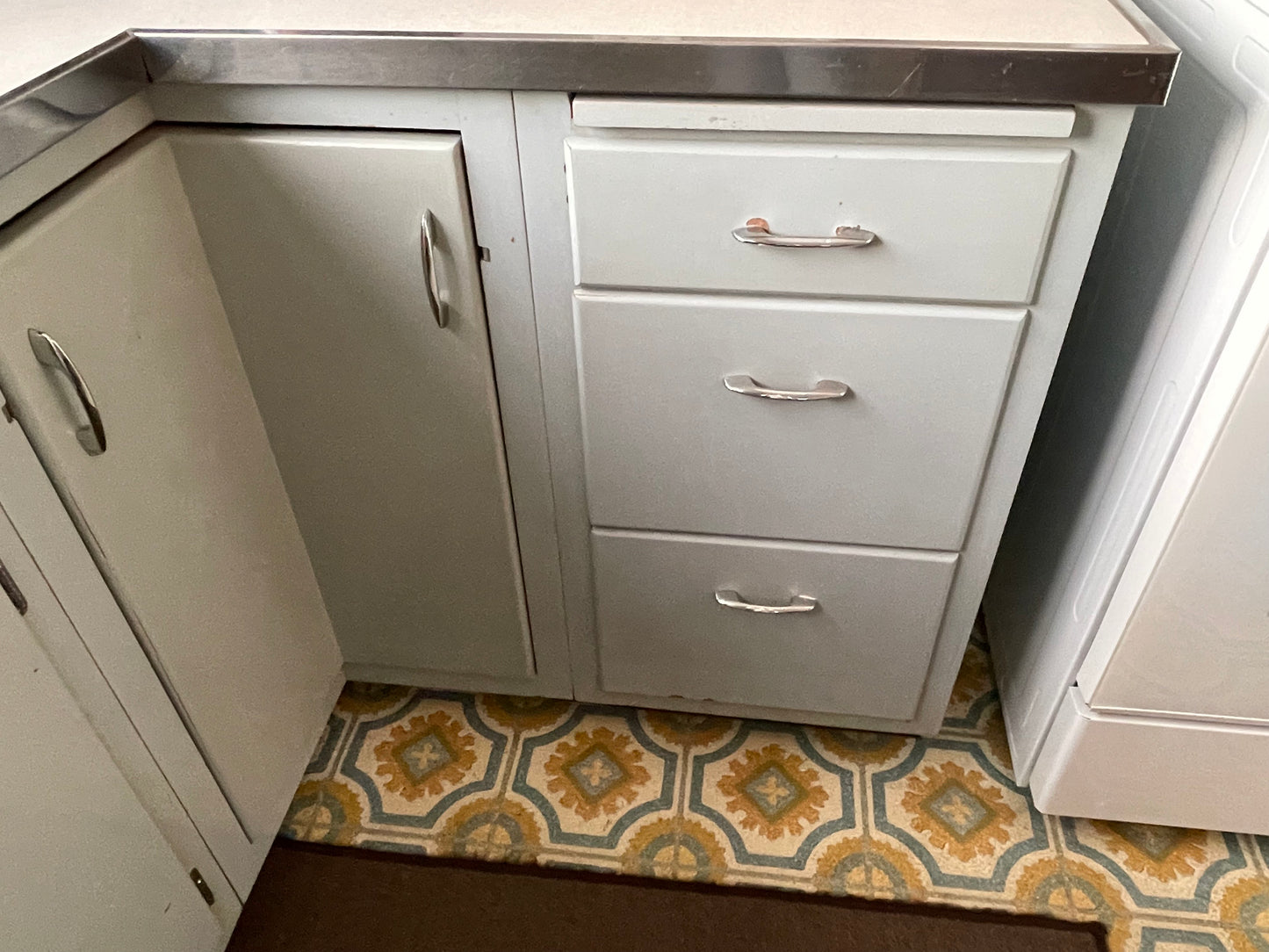 11pc Antique Vintage Art Deco Old Kitchen Art Deco Wood Metal Kitchen Cabinets Cupboard Pantry Storage Doors Drawers Mid Century MCM