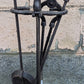 4pc Set Vintage Old Bradley & Hubbard Iron Metal Steel Fireplace Tools Poker Shovel Tongs Stand Holder Set