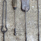 4pc Set Vintage Old Bradley & Hubbard Iron Metal Steel Fireplace Tools Poker Shovel Tongs Stand Holder Set