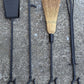 4pc Set Vintage Old Reclaimed Salvaged Metal Cast Iron Steel Fireplace Tools Poker Shovel Tongs Stand Holder