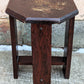 Antique Vintage Old Solid Cypress Wood Wooden Octagon Octagonal Lamp End Side Accent Table Plant Stand Stool Arts & Crafts Mission Style