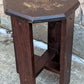 Antique Vintage Old Solid Cypress Wood Wooden Octagon Octagonal Lamp End Side Accent Table Plant Stand Stool Arts & Crafts Mission Style