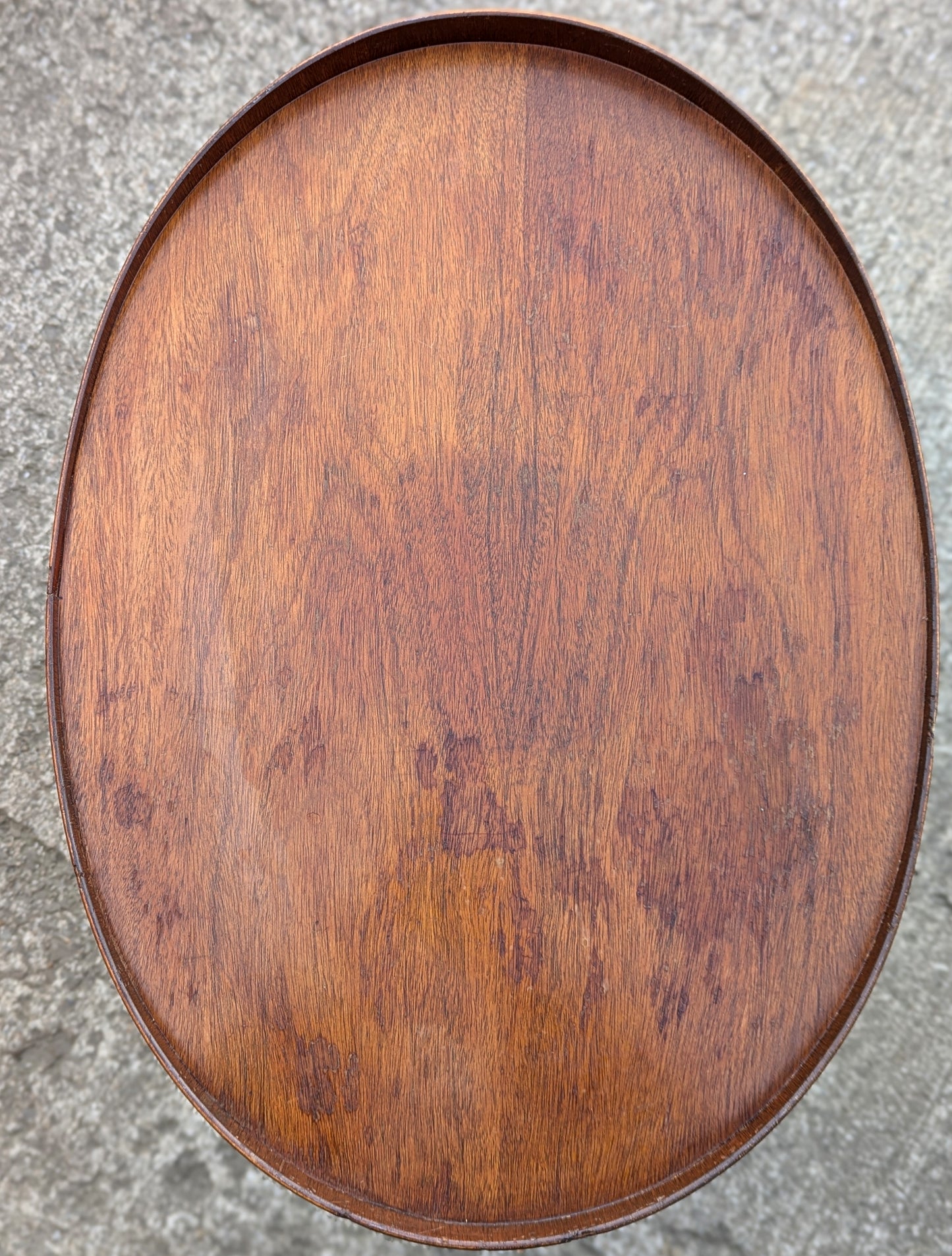 Antique Vintage Old Colonial Neoclassical Reclaimed Salvaged Mersman SOLID Mahogany Wood Wooden End Accent Lyre Harp Hall Side Oval Table