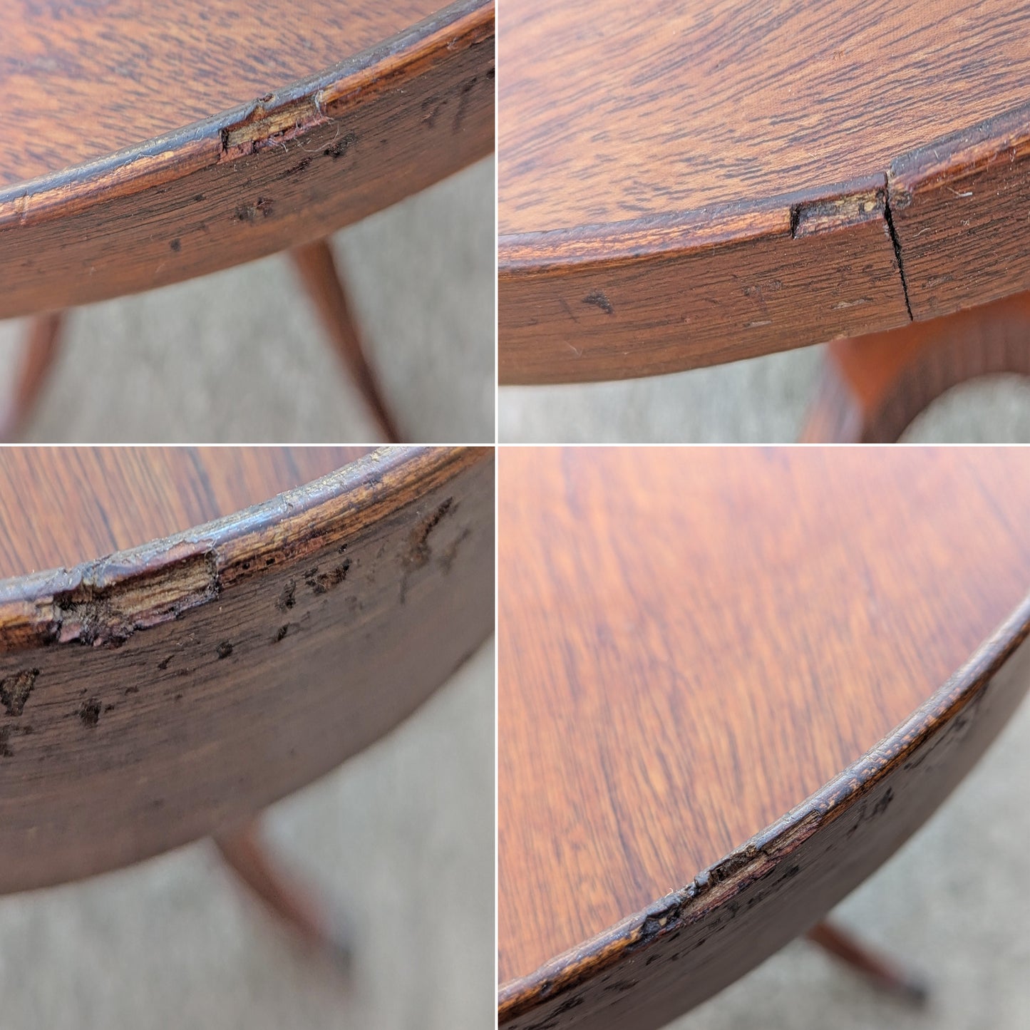 Antique Vintage Old Colonial Neoclassical Reclaimed Salvaged Mersman SOLID Mahogany Wood Wooden End Accent Lyre Harp Hall Side Oval Table