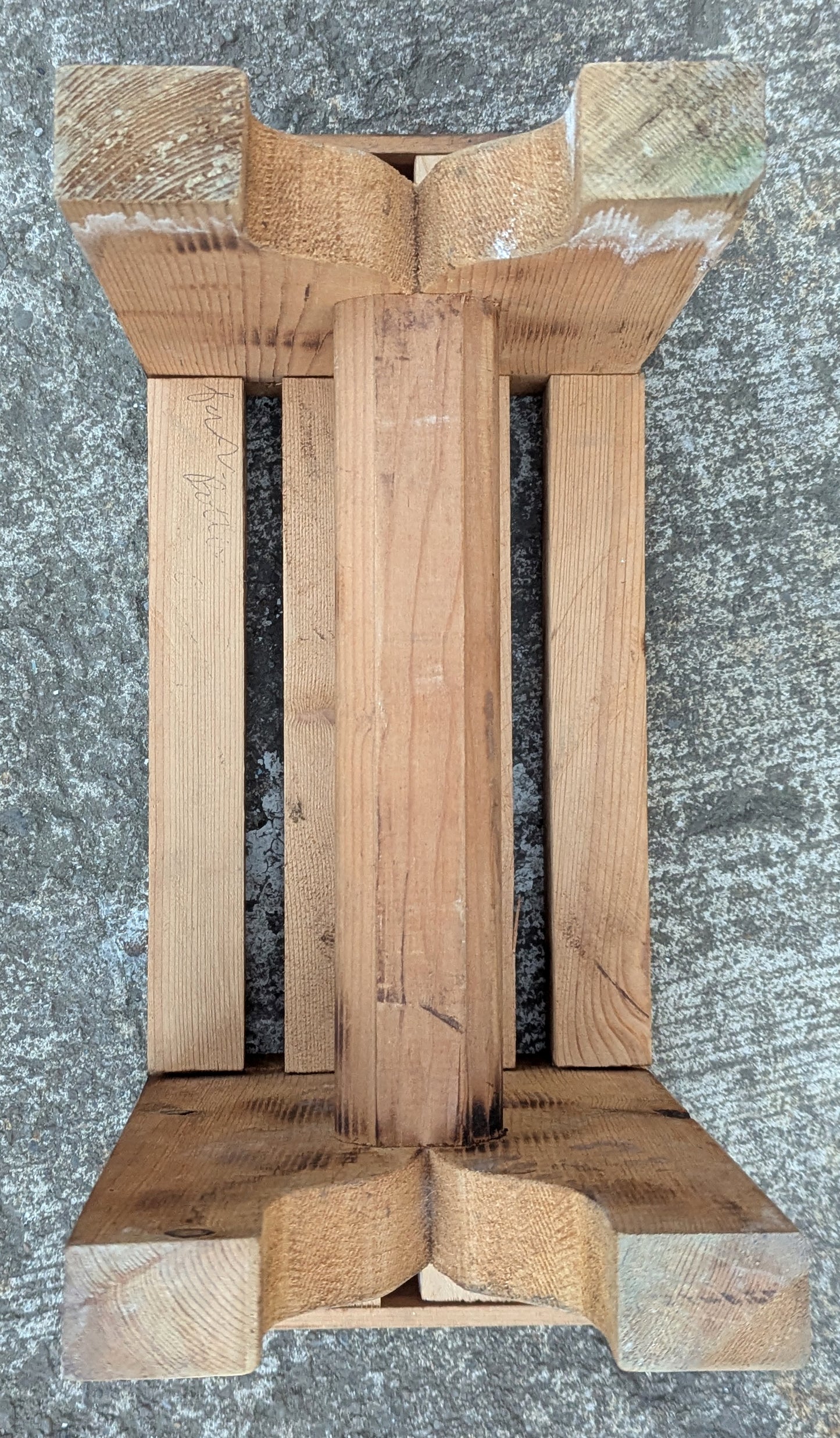 Small Vintage Antique Old Homemade Handmade UNPAINTED Solid Wood Wooden Table Foot Step Stool Plant Stand Side Accent Chair Seat Garden Bench