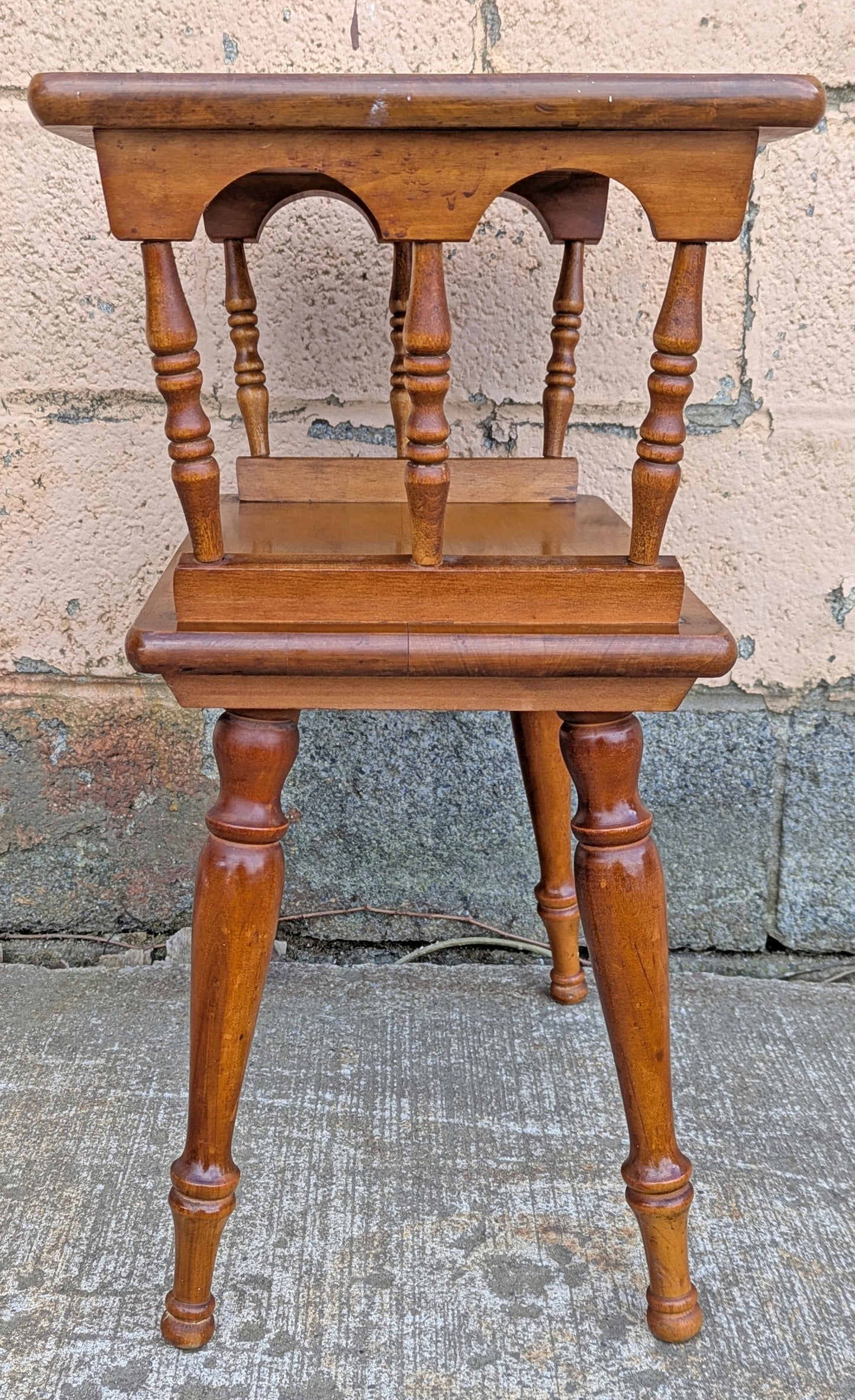 Vintage Antique Old Reclaimed Salvaged 2 Tier Solid Maple Wood Wooden Side End Accent Table Lamp Plant Stand Nightstand Shelf
