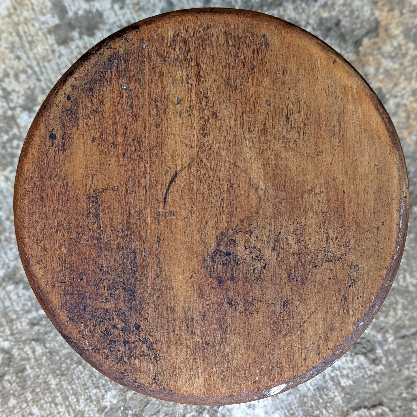 Small 10" Round Vintage Old Maple Solid Wood Wooden Foot Step Stool Plant Stand Seat Handmade Hand Made Crafted