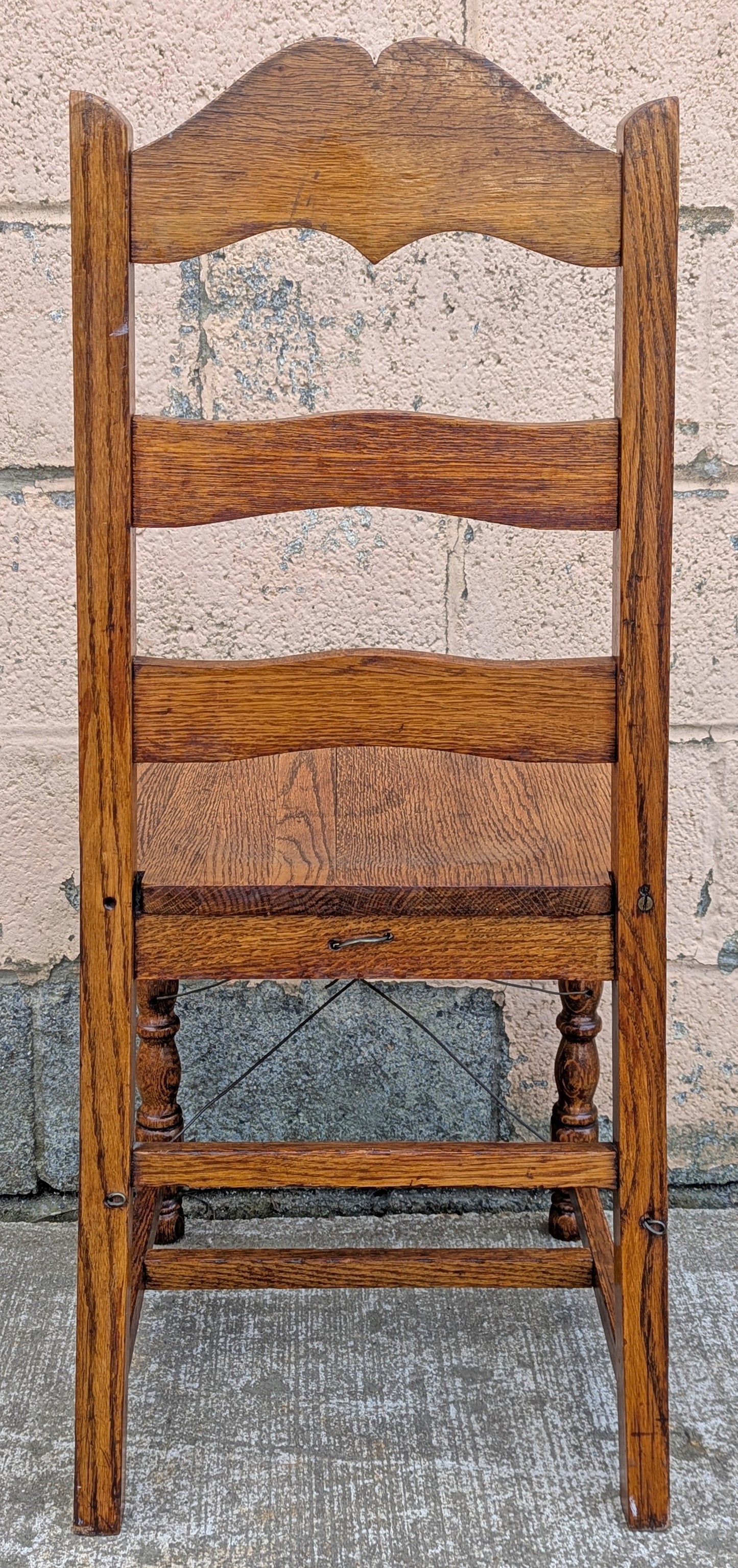 Vintage Antique Old Reclaimed Salvaged SOLID Oak Wood Wooden Side Accent Dining Ladderback Ladder Chair