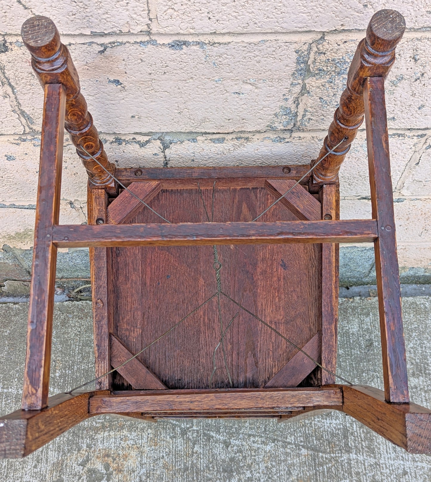 Vintage Antique Old Reclaimed Salvaged SOLID Oak Wood Wooden Side Accent Dining Ladderback Ladder Chair