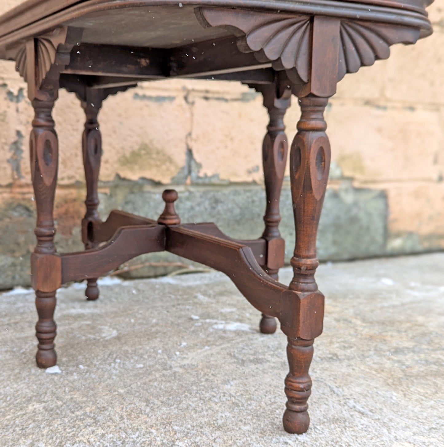 Antique Vintage Old Oval Table SOLID Carved Mahogany Wood Wooden Victorian Side End Accent Foyer Sofa Lamp Stand Glass Top