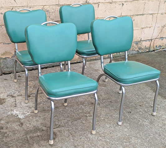 Vintage Antique Old Reclaimed Salvaged Mid-Century Modern Diner "Stoneville Furniture Co." Dining Set Chairs Table