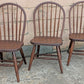 Set of 3 Vintage Antique Reclaimed Salvaged Old Solid Hardwood Wood Wooden Spindle Brace Back Side Windsor Braced Dining Accent Chairs