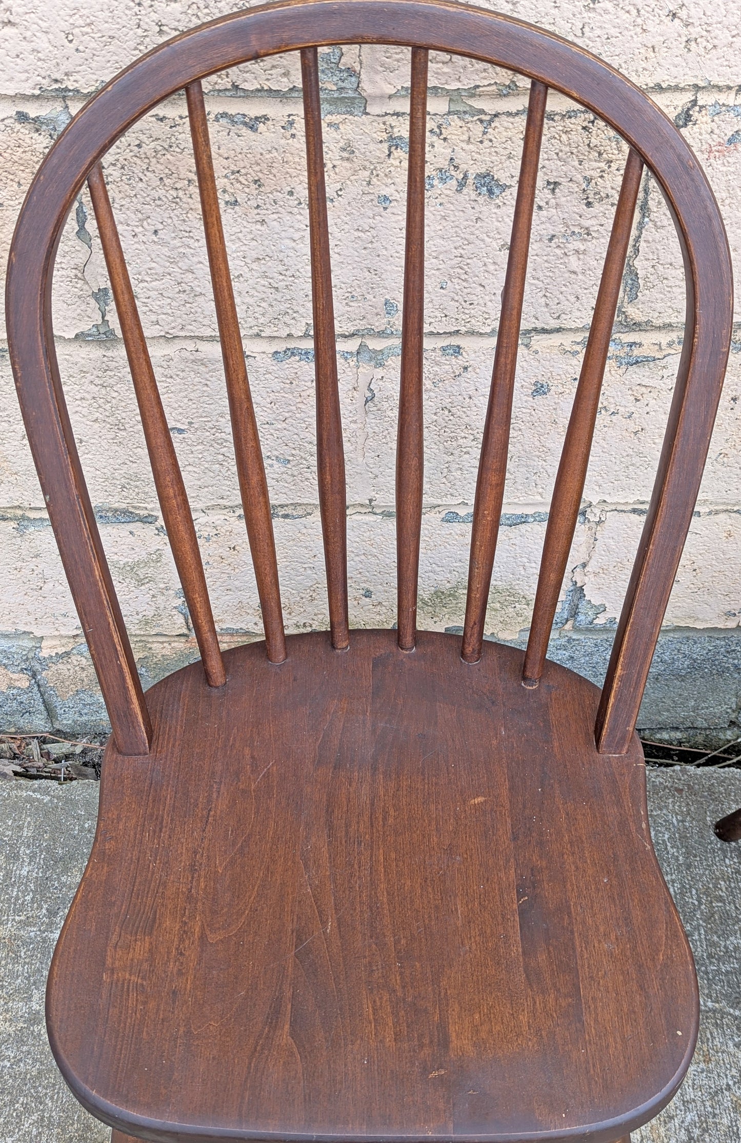Set of 3 Vintage Antique Reclaimed Salvaged Old Solid Hardwood Wood Wooden Spindle Brace Back Side Windsor Braced Dining Accent Chairs