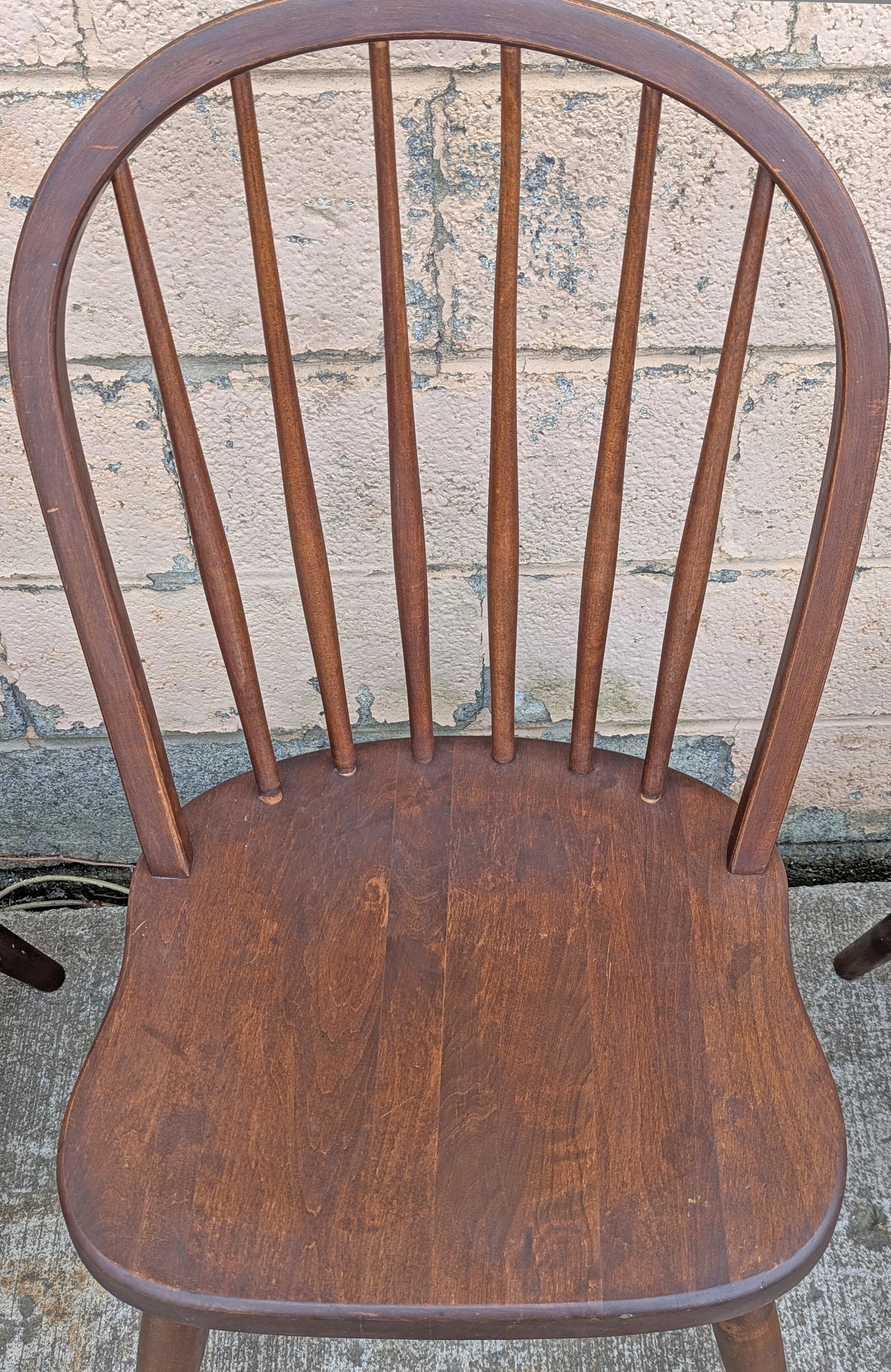Set of 3 Vintage Antique Reclaimed Salvaged Old Solid Hardwood Wood Wooden Spindle Brace Back Side Windsor Braced Dining Accent Chairs