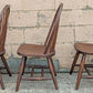 Set of 3 Vintage Antique Reclaimed Salvaged Old Solid Hardwood Wood Wooden Spindle Brace Back Side Windsor Braced Dining Accent Chairs