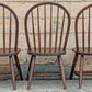 Set of 3 Vintage Antique Reclaimed Salvaged Old Solid Hardwood Wood Wooden Spindle Brace Back Side Windsor Braced Dining Accent Chairs