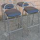 Set of 4 Vintage Old Reclaimed Salvaged Stackable Stacking Modern Chrome Counter Bar Dining Chairs Seat Stool Vinyl Upholstery Fabric