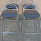 Set of 4 Vintage Old Reclaimed Salvaged Stackable Stacking Modern Chrome Counter Bar Dining Chairs Seat Stool Vinyl Upholstery Fabric