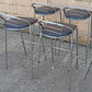 Set of 4 Vintage Old Reclaimed Salvaged Stackable Stacking Modern Chrome Counter Bar Dining Chairs Seat Stool Vinyl Upholstery Fabric