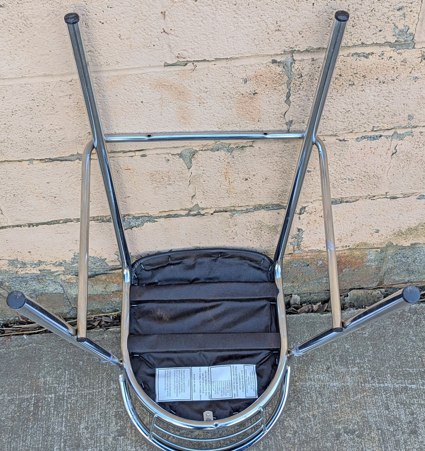 Set of 4 Vintage Old Reclaimed Salvaged Stackable Stacking Modern Chrome Counter Bar Dining Chairs Seat Stool Vinyl Upholstery Fabric