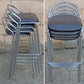Set of 4 Vintage Old Reclaimed Salvaged Stackable Stacking Modern Chrome Counter Bar Dining Chairs Seat Stool Vinyl Upholstery Fabric