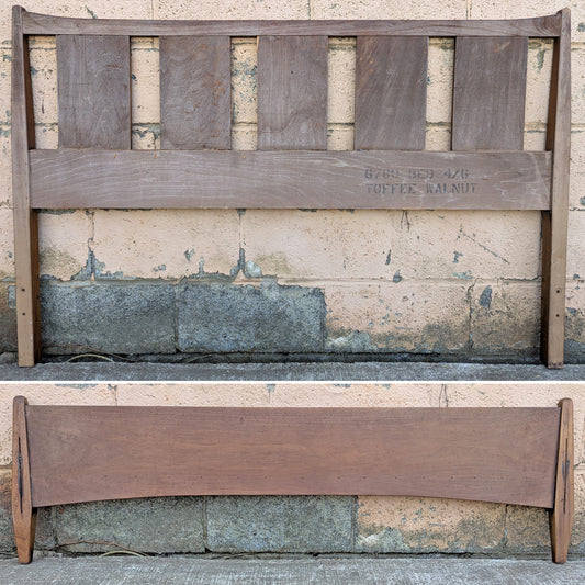 Vintage Antique Old Reclaimed Salvaged SOLID Walnut Hardwood Wood Wooden Queen Size Bed Frame Head Foot Board Headboard