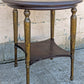 Antique Vintage Old Reclaimed Salvaged Distressed French Empire Style Mahogany Wood Wooden Brass Metal Gueirdon Circular Side Foyer Accent End Hall Table