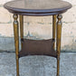 Antique Vintage Old Reclaimed Salvaged Distressed French Empire Style Mahogany Wood Wooden Brass Metal Gueirdon Circular Side Foyer Accent End Hall Table
