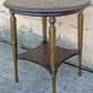 Antique Vintage Old Reclaimed Salvaged Distressed French Empire Style Mahogany Wood Wooden Brass Metal Gueirdon Circular Side Foyer Accent End Hall Table
