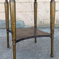 Antique Vintage Old Reclaimed Salvaged Distressed French Empire Style Mahogany Wood Wooden Brass Metal Gueirdon Circular Side Foyer Accent End Hall Table
