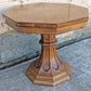 Vintage Antique Old Reclaimed Salvaged Solid Burled Walnut Wood Wooden Octagon Octagonal Pedestal Lamp End Side Accent Table Plant Stand