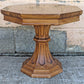 Vintage Antique Old Reclaimed Salvaged Solid Burled Walnut Wood Wooden Octagon Octagonal Pedestal Lamp End Side Accent Table Plant Stand