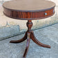 28" Diameter Antique Vintage Old Reclaimed Salvaged Colonial Drum SOLID Mahogany Wood Wooden Leather Top End Side Accent Lamp Stand Table
