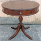 28" Diameter Antique Vintage Old Reclaimed Salvaged Colonial Drum SOLID Mahogany Wood Wooden Leather Top End Side Accent Lamp Stand Table
