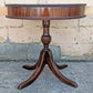 28" Diameter Antique Vintage Old Reclaimed Salvaged Colonial Drum SOLID Mahogany Wood Wooden Leather Top End Side Accent Lamp Stand Table