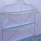 Vintage Old Reclaimed Salvaged Regency Distressed Trapezoid Metal Wire Glass Wall Mounted Kitchen Room Shelf Shelves Hanging