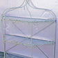 Vintage Old Reclaimed Salvaged Regency Distressed Trapezoid Metal Wire Glass Wall Mounted Kitchen Room Shelf Shelves Hanging