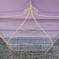 Vintage Old Reclaimed Salvaged Regency Distressed Trapezoid Metal Wire Glass Wall Mounted Kitchen Room Shelf Shelves Hanging