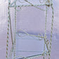 Vintage Old Reclaimed Salvaged Regency Distressed Trapezoid Metal Wire Glass Wall Mounted Kitchen Room Shelf Shelves Hanging