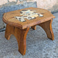Small Vintage Antique Old Solid Wood Wooden Rectangular Table Foot Step Stool Plant Stand Side Accent Chair Seat Hand Painted Cow