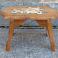 Small Vintage Antique Old Solid Wood Wooden Rectangular Table Foot Step Stool Plant Stand Side Accent Chair Seat Hand Painted Cow