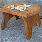 Small Vintage Antique Old Solid Wood Wooden Rectangular Table Foot Step Stool Plant Stand Side Accent Chair Seat Hand Painted Cow